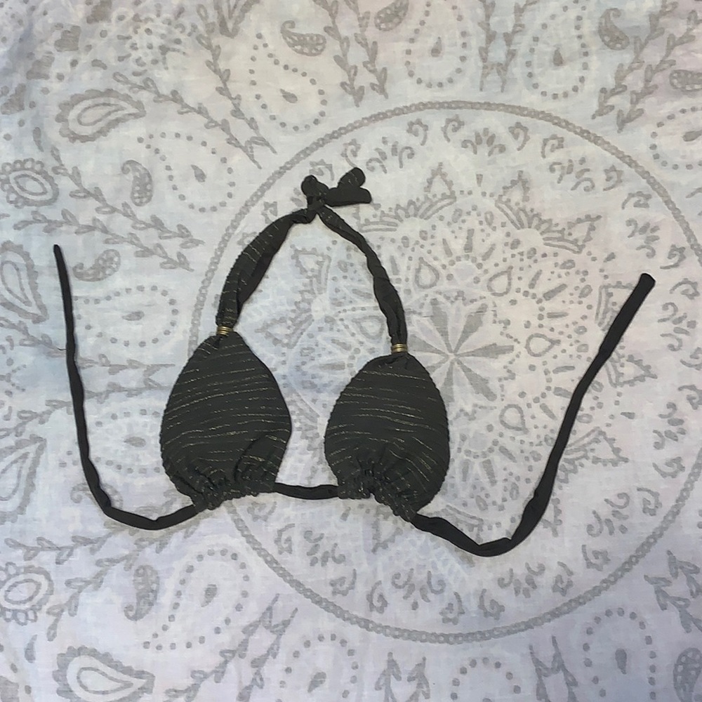 Vitamin A Halter Swim Bikini Top in Palmetto Green Gold Sz XS